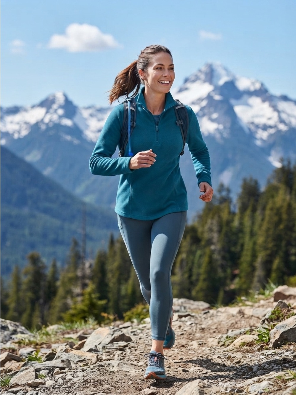 Lands’ End teal green lightweight 1/2 zip layering Polarfleece layering …